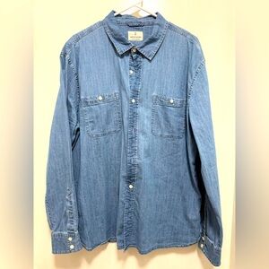 mutual weave Mens Regular Fit Long Sleeve Chambray Western Shirt - XL